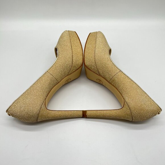 Michael Michael Kors Womens 7M Gold Chantal Platform Pumps Heels Shoes - Picture 8 of 15
